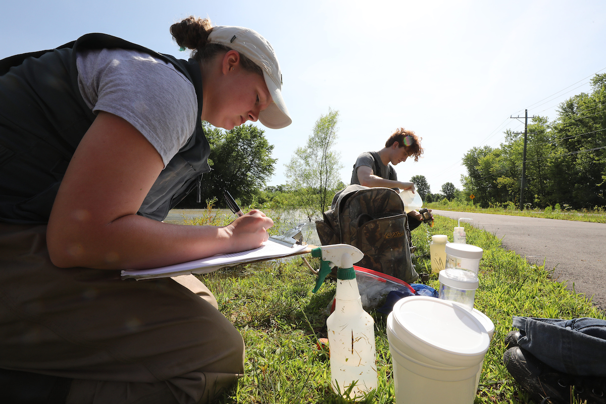 K0220 Ecology REU students with Michelle Boone lab- Shaker Trace Wetlands